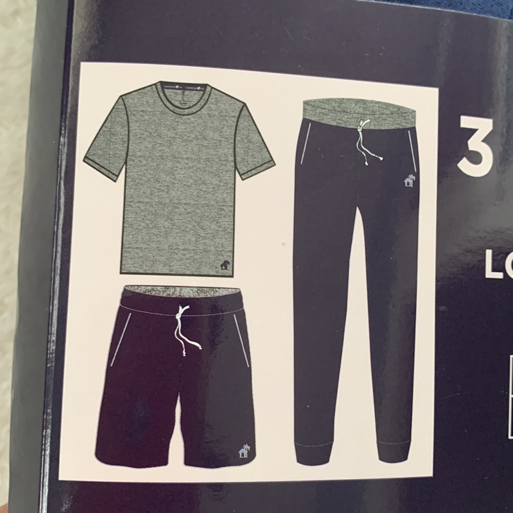 NWT Caribbean Joe Gray and Navy Lounge Set T-shirt Joggers & Shorts - Picture 7 of 7